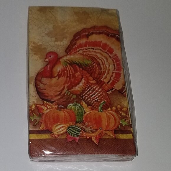 NEW 3 Packages Turkey Thanksgiving Napkins Lot Pumpkins - Picture 5 of 5